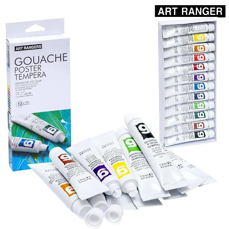Art Rangers Gouache Poster Tempera Paint Set – 12 Tubes × 12ml Professional Artist Colors (PG31.12012.A)